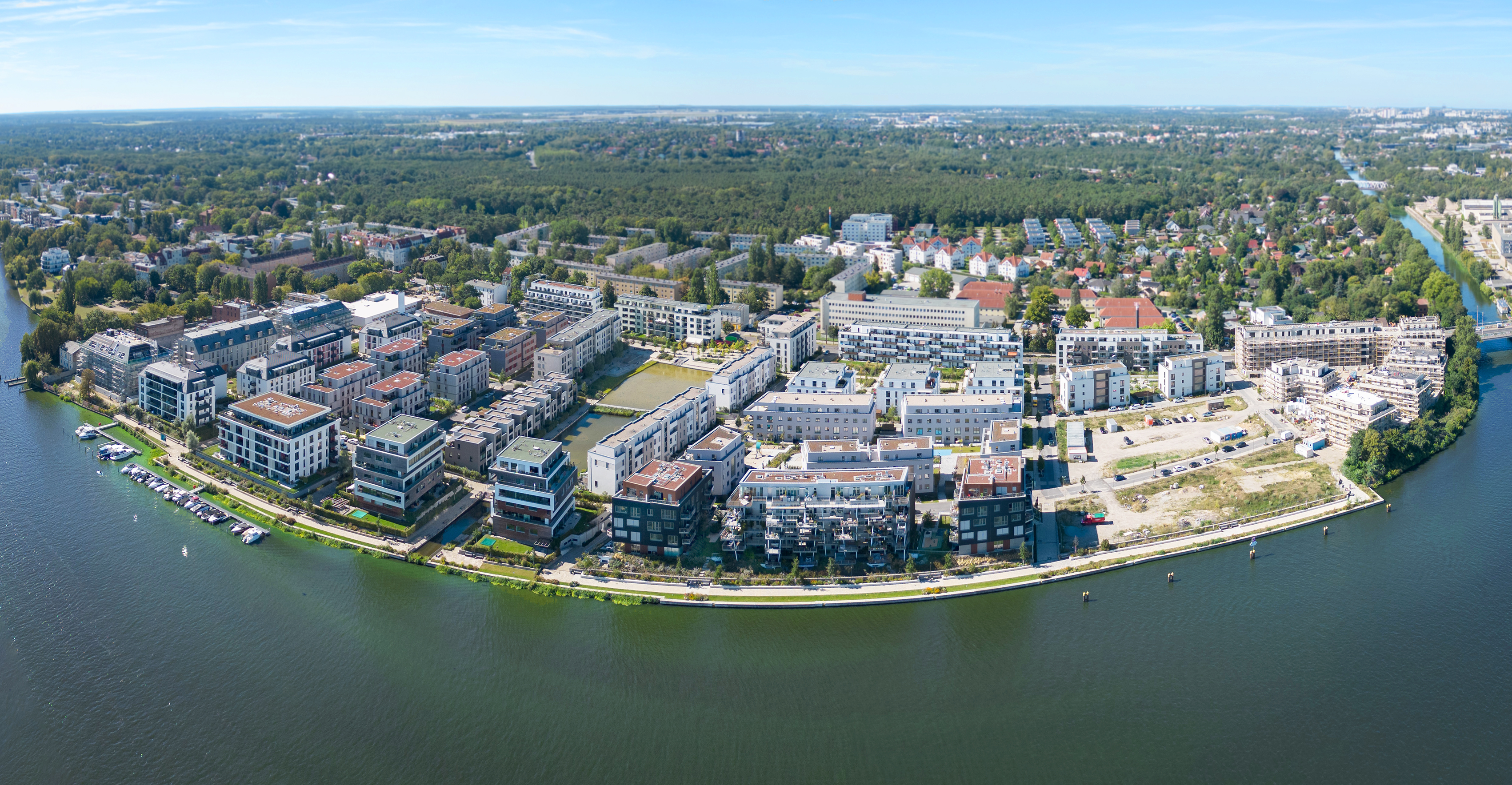 Neighborhood development 52 Grad Nord in Berlin Grünau from a bird's eye view in 2023
