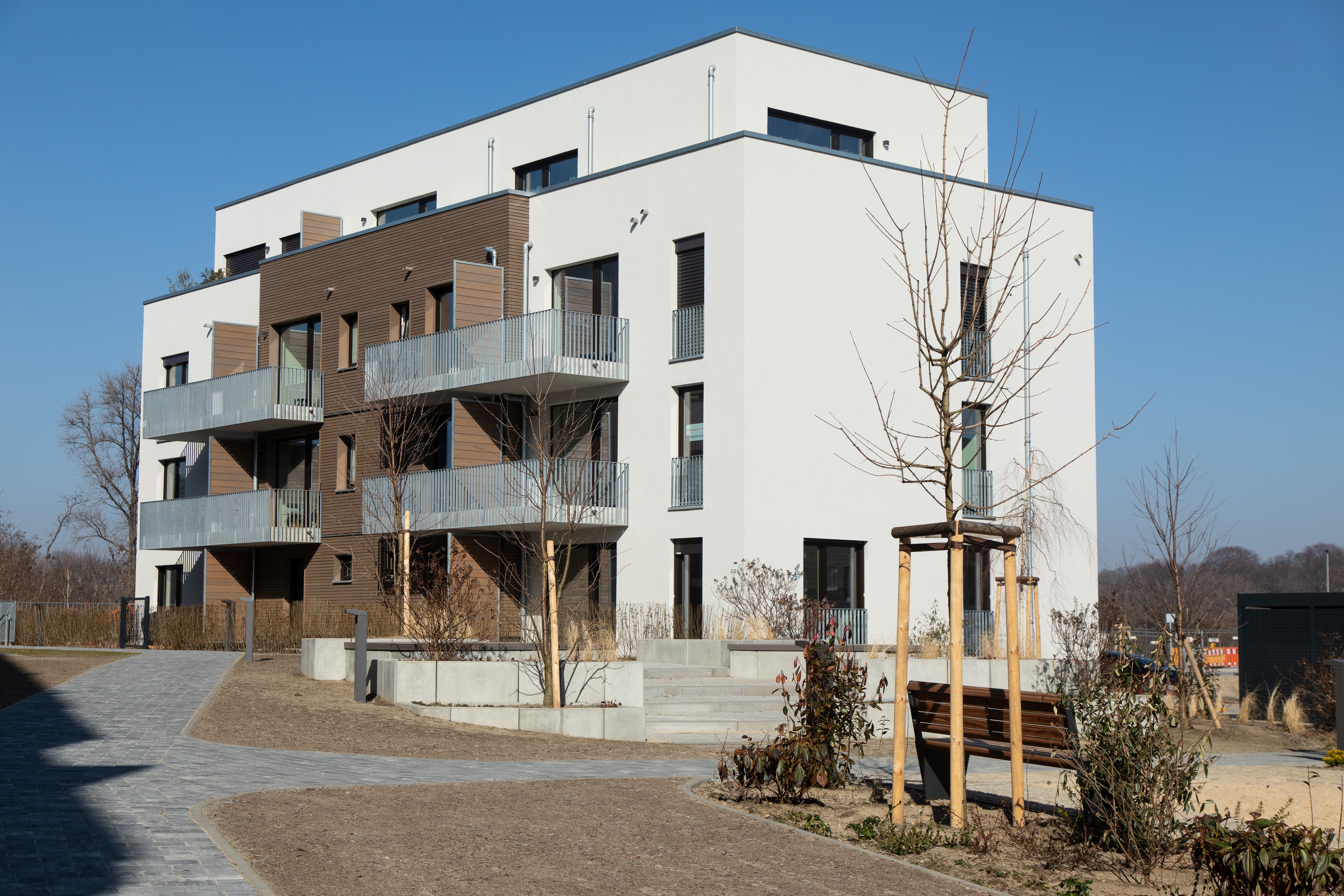 Blick auf ein Haus des Projekt's Regattahof aus dem Berliner BUWOG Quartier 52° Nord
