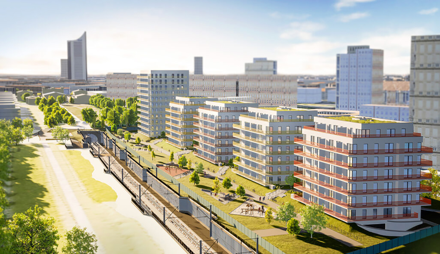 Start of construction on Dösner Weg. Visualization of the project on Dösner Weg in Leipzig.