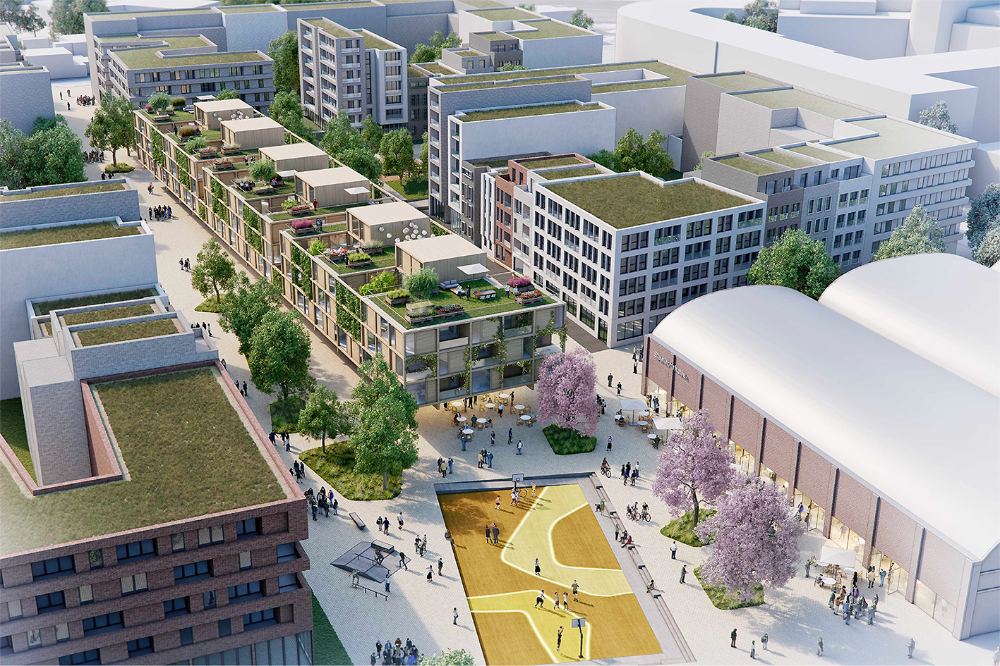 Visualisierung des Neubauprojekts Stuhlrohrquartier in Hamburg