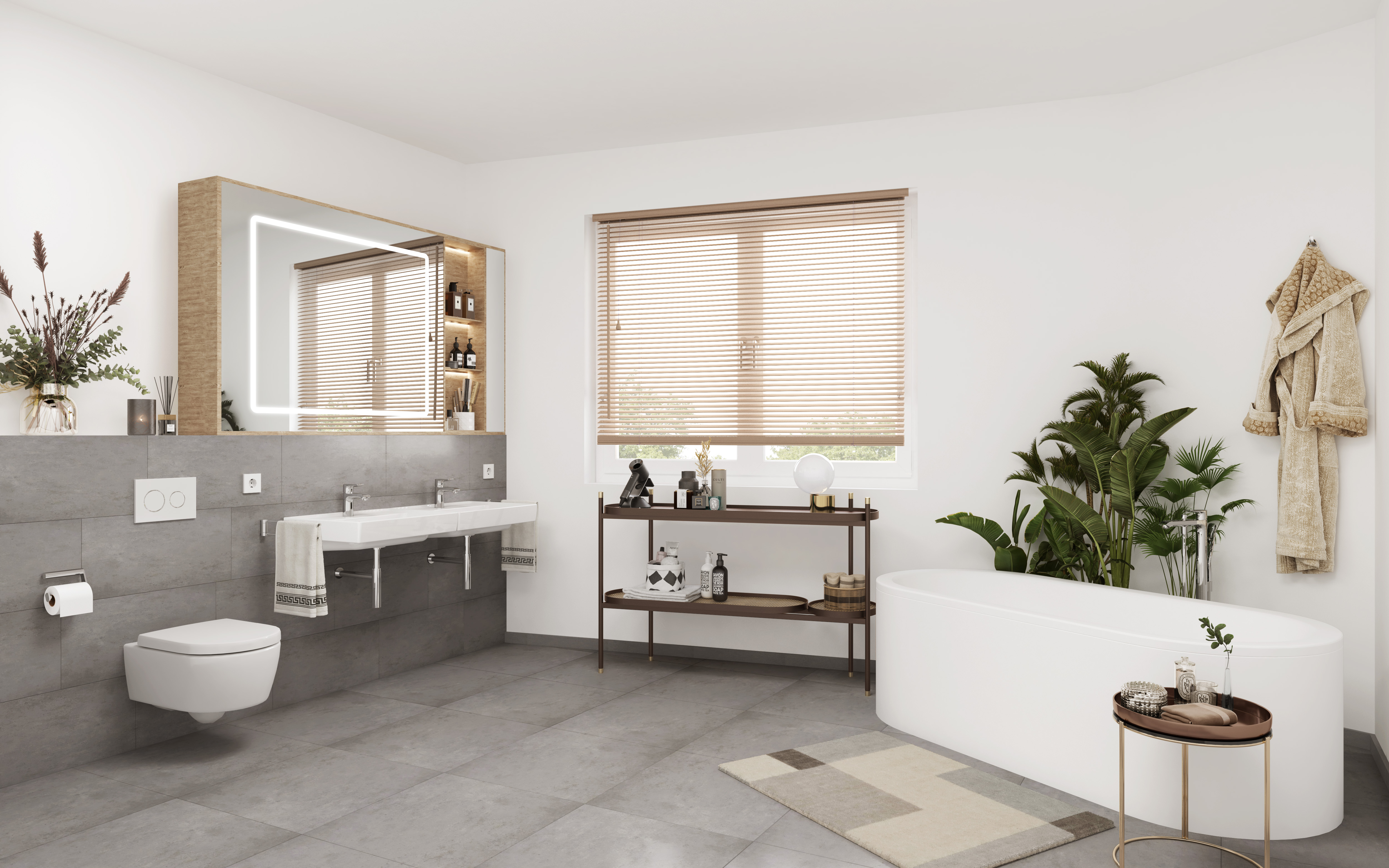 Visualisierung eines Badezimmers im Neubau BUWOG Havelbogen