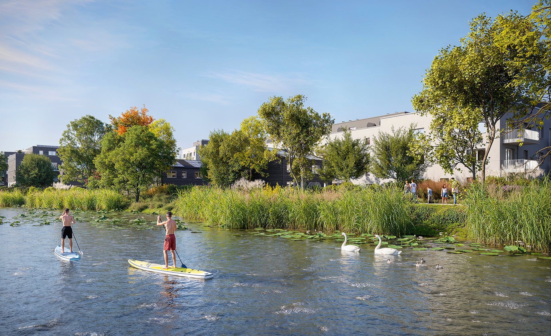 Zu sehen ist das Projekt Havellichter vom Wasser aus.