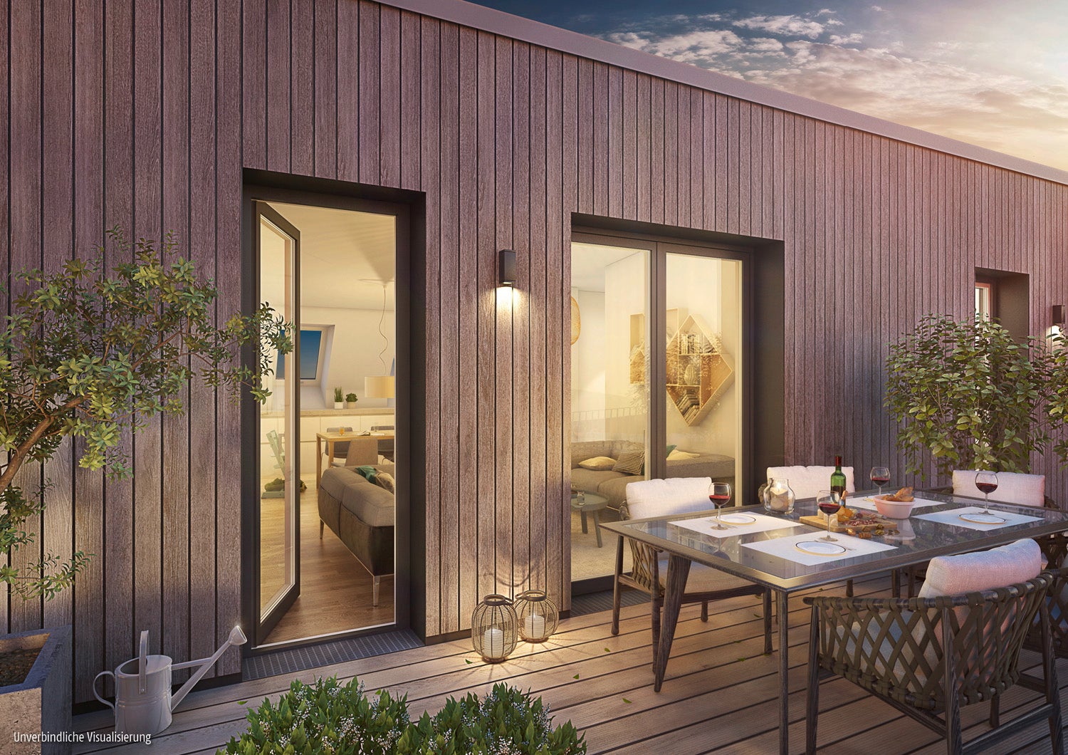 Visualization terrace in BUWOG Helling Hof