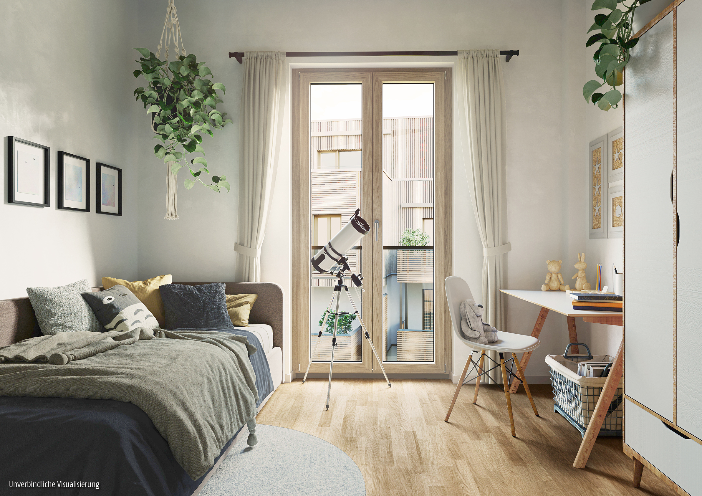 Visualisierung eines Zimmers im Neubauprojekt BUWOG DECK3