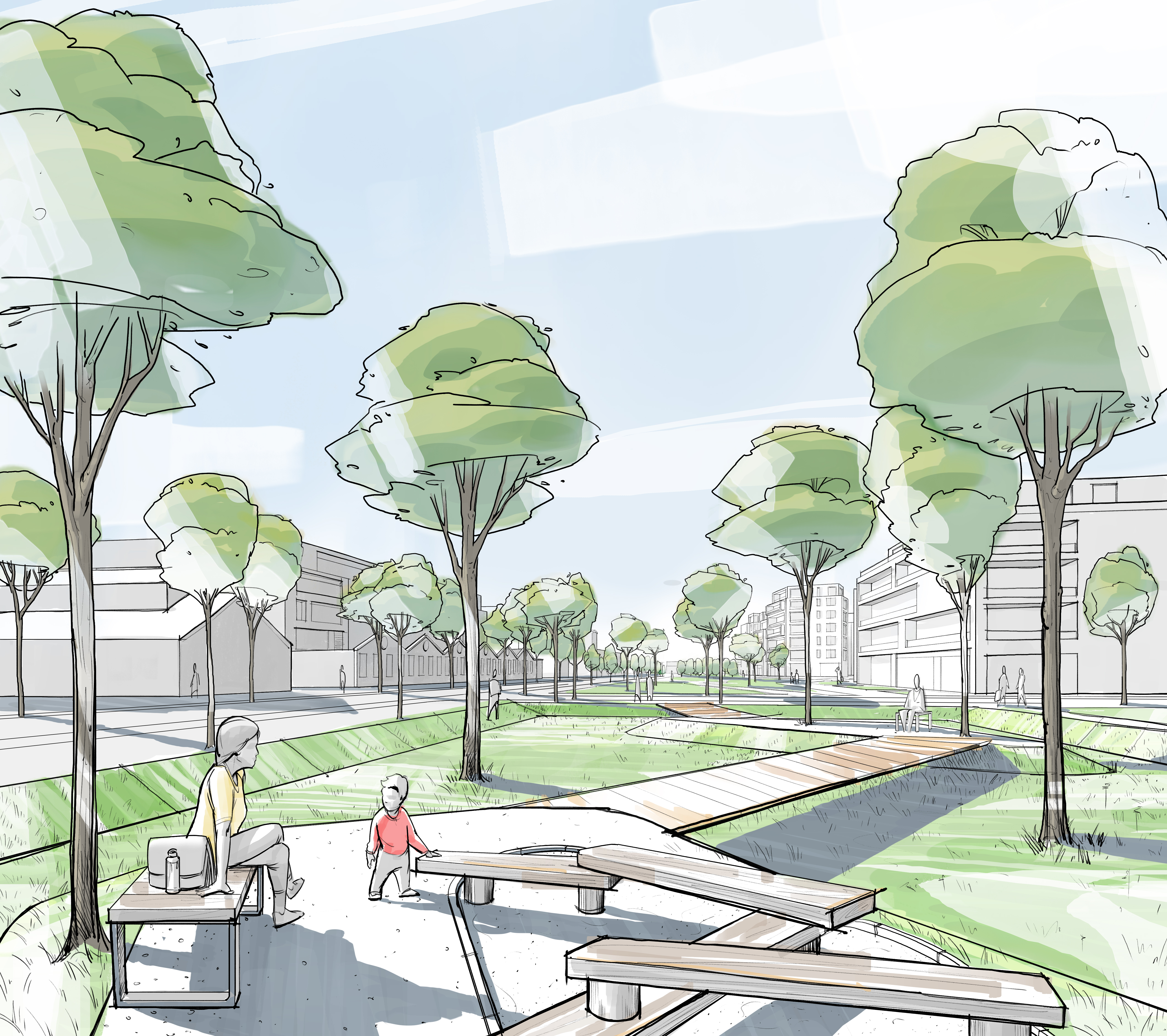 Zeichnung des Neubauprojekts Main Au Quartier