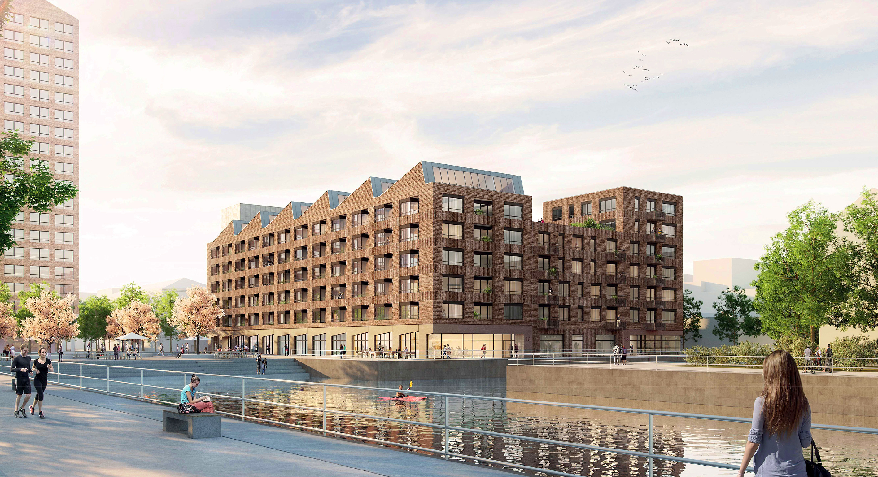 Visualisierung der ASTOC Architekten für die Insel Gartenfeld