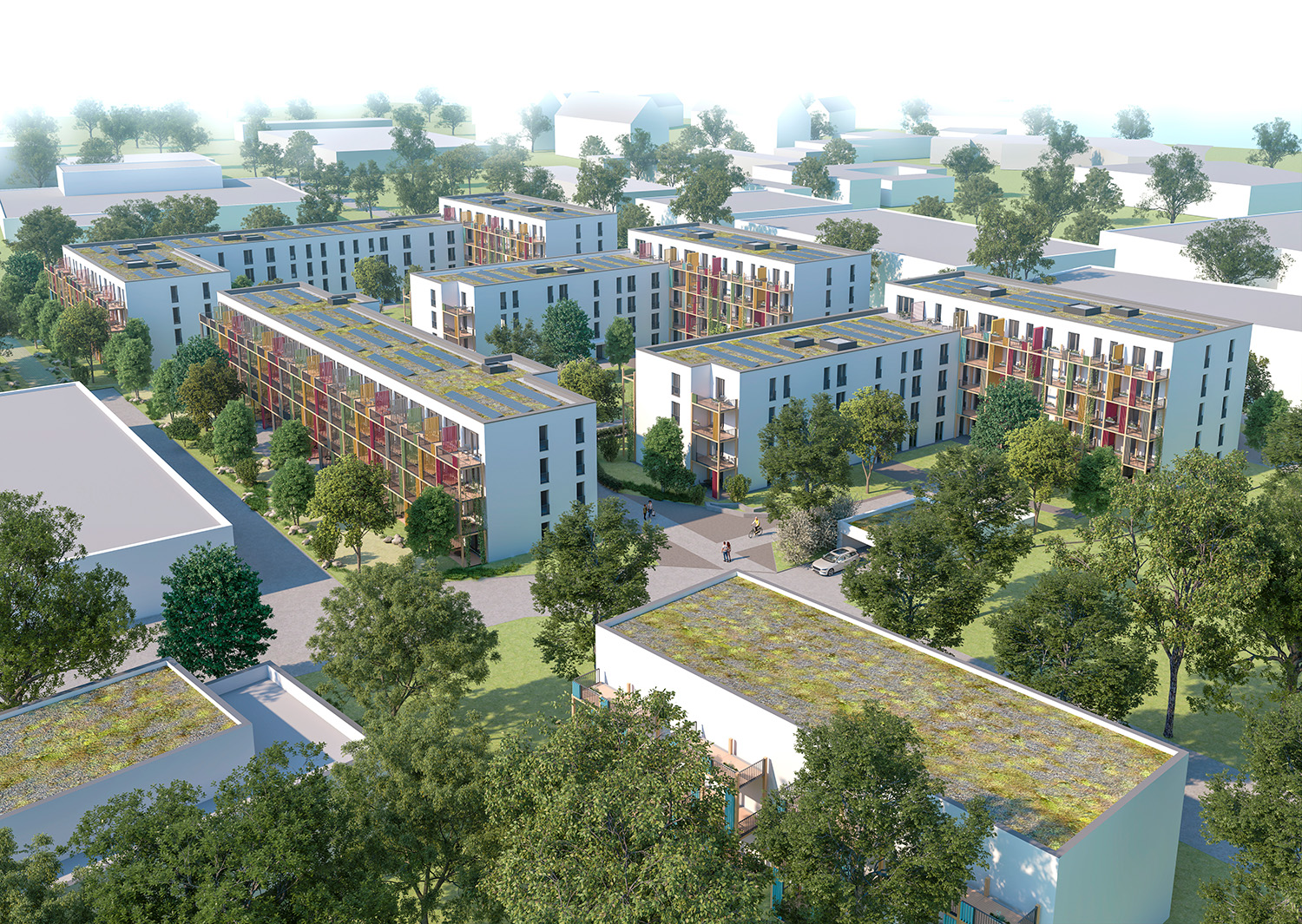 Visualisierung des Neubauprojekts BUWOG Glockengut aus der Vogelperspektive